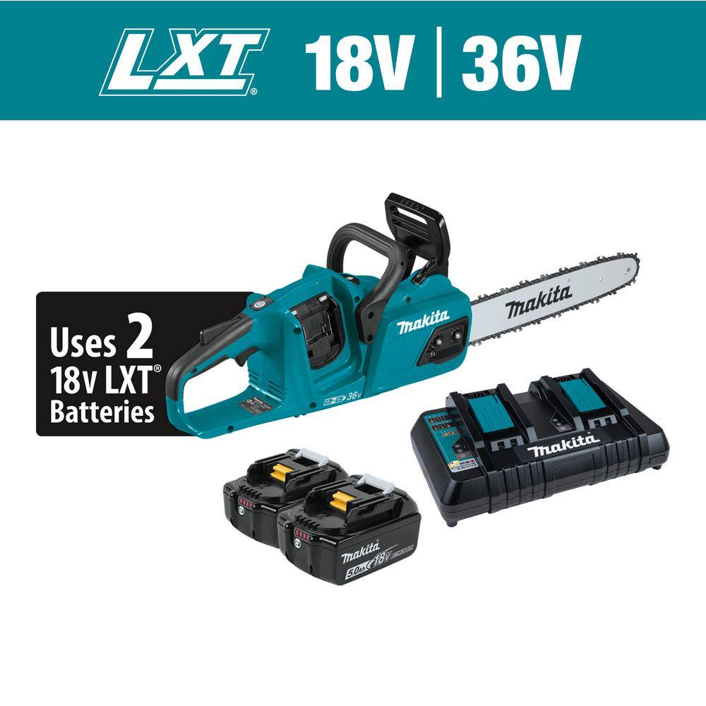 Makita LXT 14 in. 18V X2 (36V) LithiumIon Brushless Battery Chain Saw