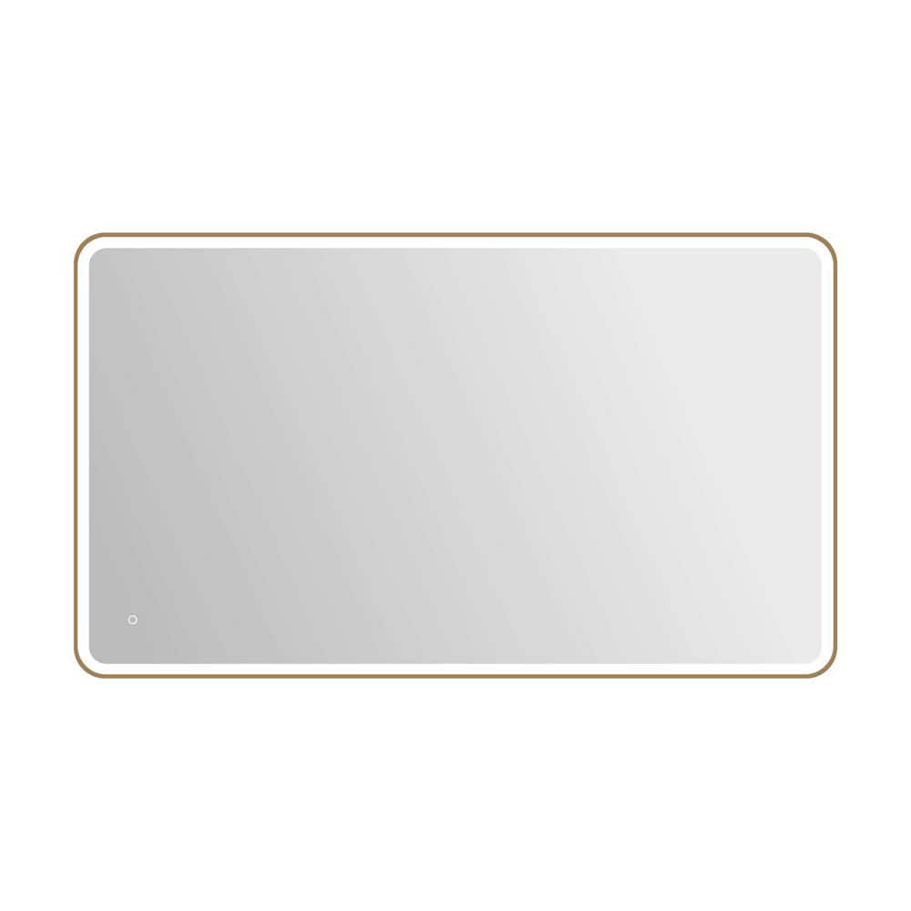 42 in. W x 72 in. H Rectangle Framed LED Wall Mirror in Satin Gold price history on PriceWatchPro