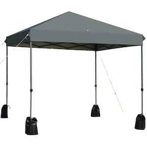 8 ft. x 8 ft. Gray Outdoor Pop-up Canopy Tent with Portable Roller Bag