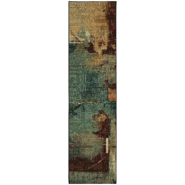 Mohawk Home Aqua Fusion Multi 2 ft. x 5 ft. Machine Washable Abstract Runner Rug
