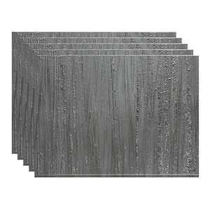 Rain 18.25 in. x 24.25 in. Vinyl Backsplash Panel in Brushed Steel (5-Pack)