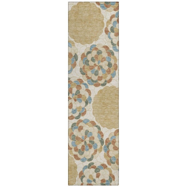 Chantille Machine Washable Indoor/Outdoor Abstract ACN2466 Beige 2 ft. x 7 ft. Runner Rug