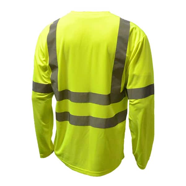 Exterior Chest Pocket Wide Neck Opening West Chester 47406 Hi-Visibility Economy Long Sleeve Shirt- Green XXX-Large Polyester Birdseye Mesh