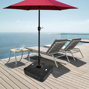 36 lb. Iron PE Patio Umbrella Base with Wheels Sand Water Filled in Black