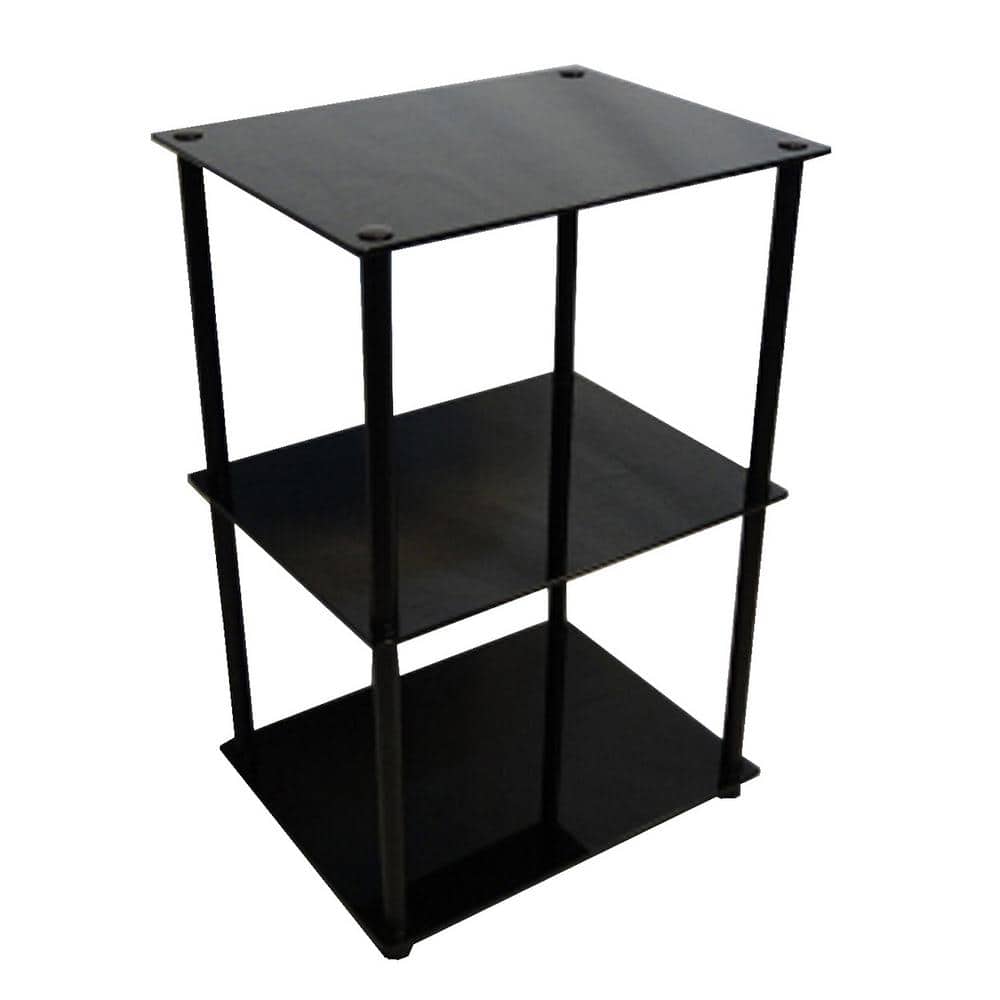 Convenience Concepts Designs2Go 3-Tier Black Glass End Table 157003B The  Home Depot