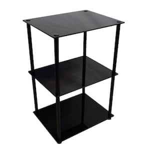 Designs2Go 3-Tier Black Glass End Table