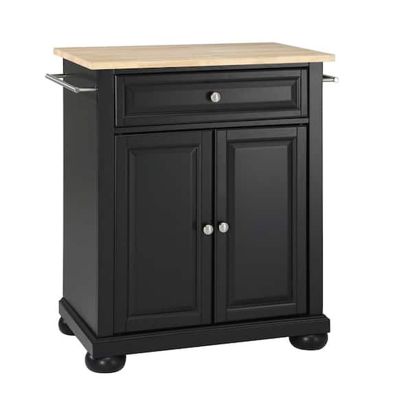 CROSLEY FURNITURE Alexandria Black Portable Kitchen Island with Wood ...