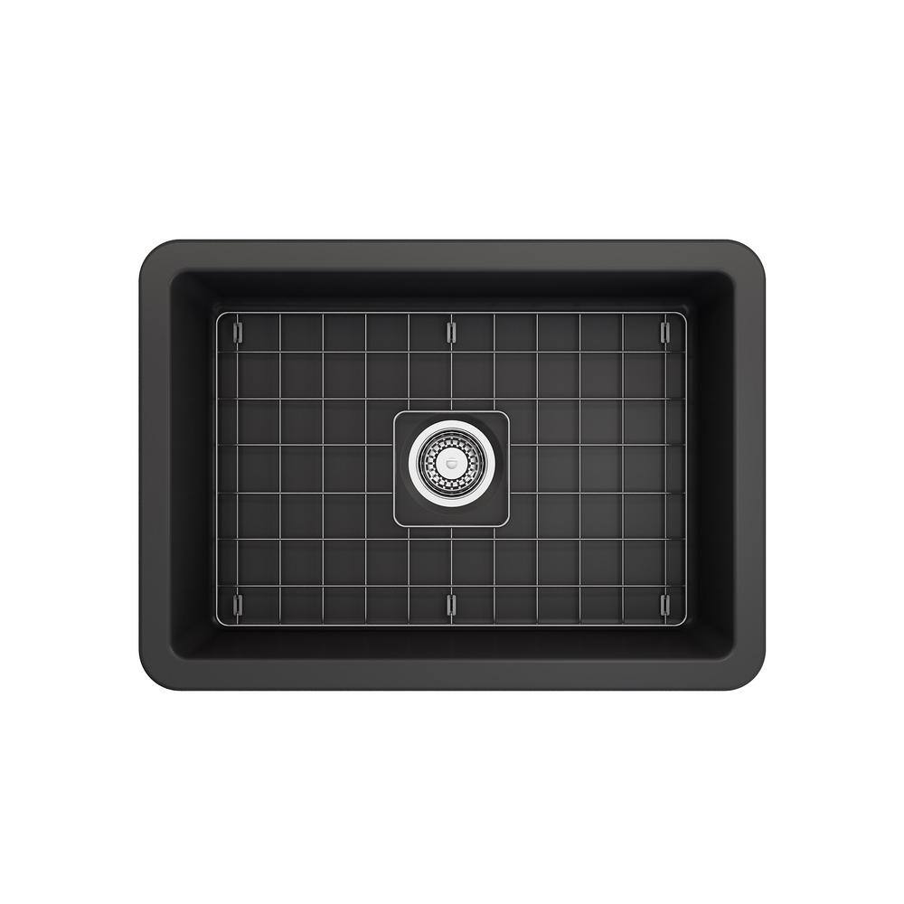 Matte Dark Gray Fireclay Single Bowl Drop-in Kitchen Sink
