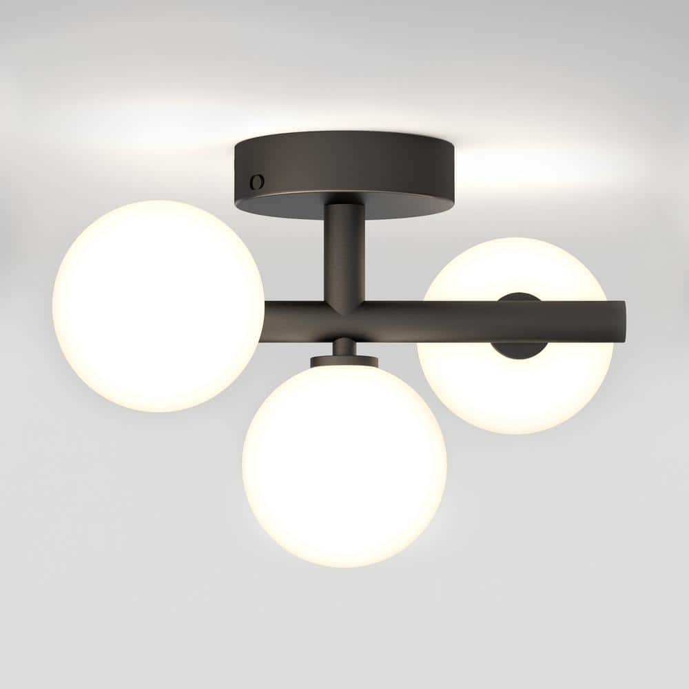 Bloom Modern Black LED Ceiling Light with Frosted Glass Globes