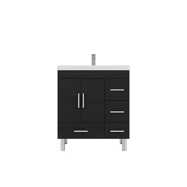 null Ripley 30 in. W x 19 in. D x 36 in. H Vanity in Black with Acrylic Vanity Top in White with White Basin