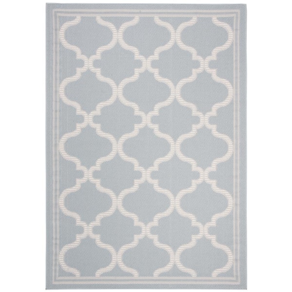 4' X 6' Blue And Ivory Moroccan Indoor Outdoor Area Rug 4' X 6' Blue And Ivory Moroccan Indoor Outdoor Area Rug