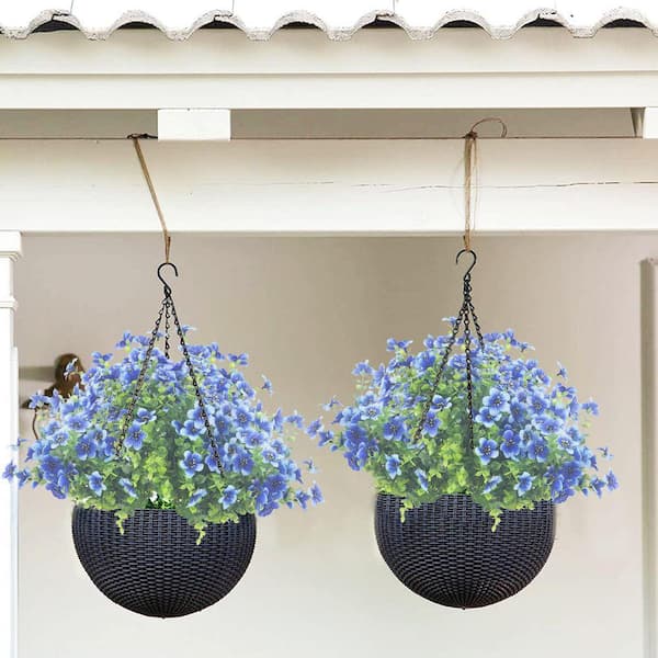 14 in. Blue 10 Bundles Artificial violet Flowers Outdoor UV
