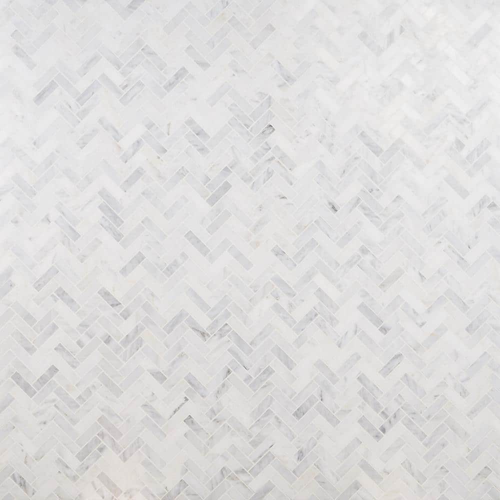 Oriental Herringbone 5 in. x .31 in. Marble Mosaic Floor and Wall Tile Sample price history on PriceWatchPro