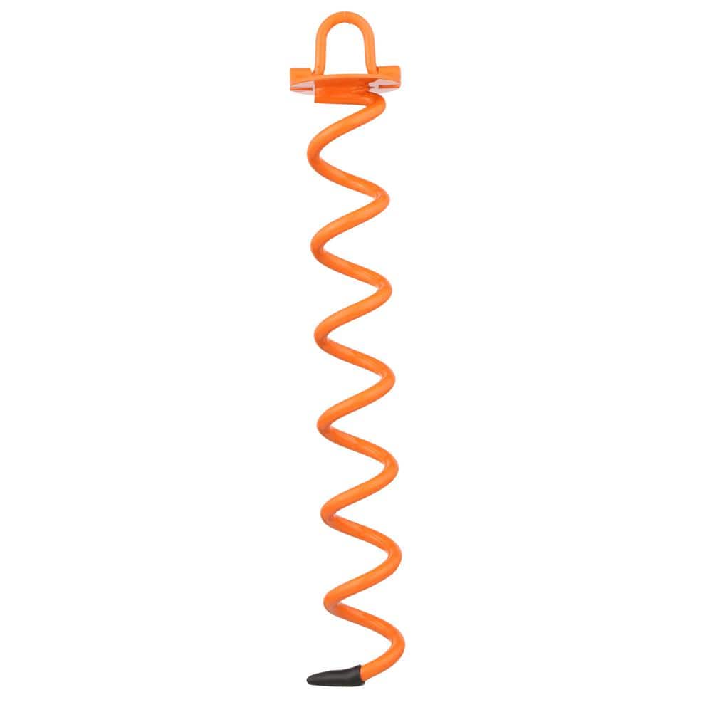 Orange 16-Inch Painted Steel Spiral Ground Anchor