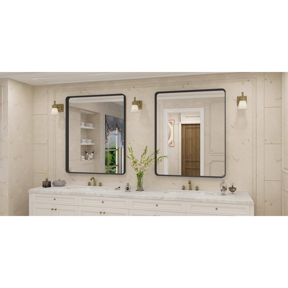 Matte Black Aluminum Rectangular Floating Vanity Mirror