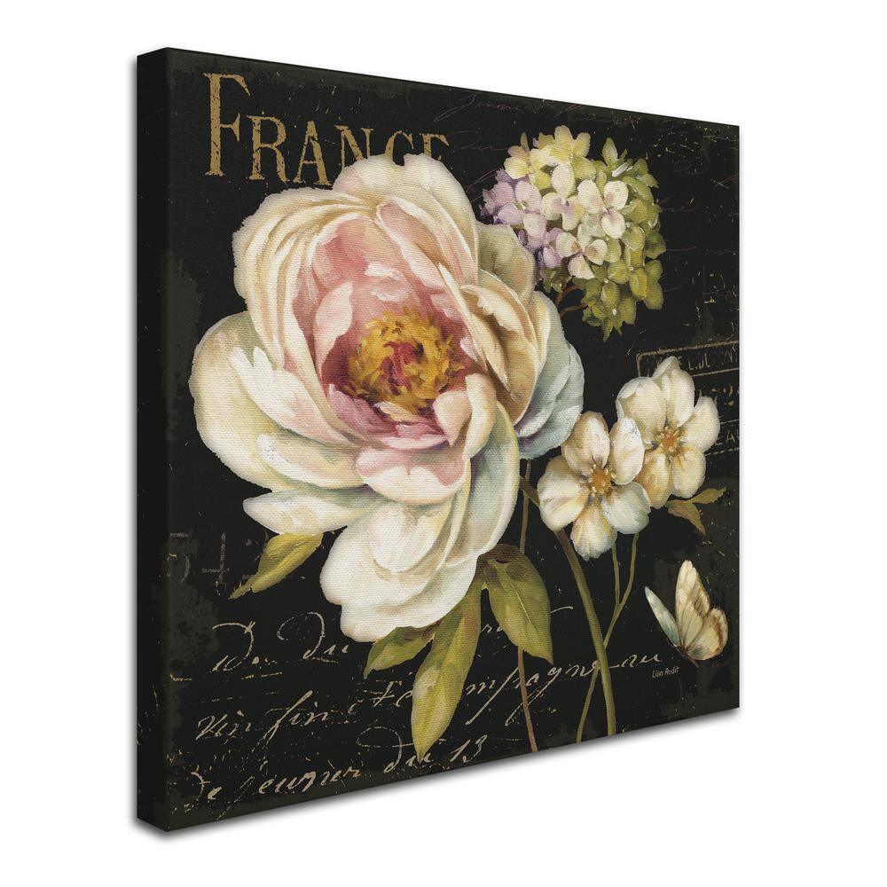 14" x 14" Floral Canvas Wall Art in Black and White