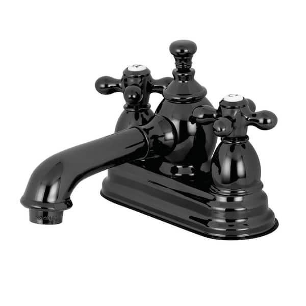 Kingston Brass Water Onyx 4 in. Centerset 2-Handle Bathroom Faucet in Black Stainless Steel