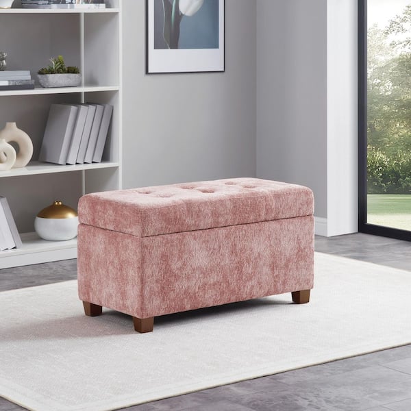 Metro Storage Ottoman in Dusty Rose Fabric
