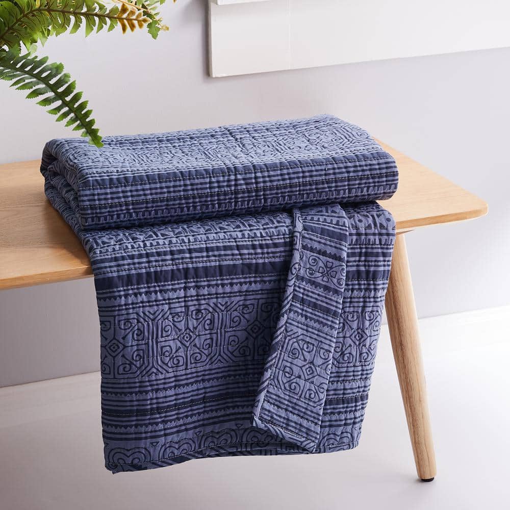 Tolteca Indigo Cotton Quilted Throw Blanket 50x60