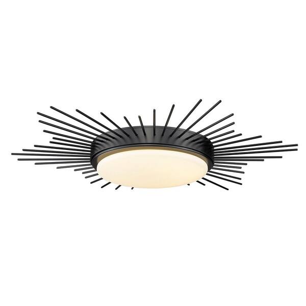 Golden Lighting - Kieran 18.25 in. 1-Light Matte Black LED Flush Mount with Opal Glass Shade
