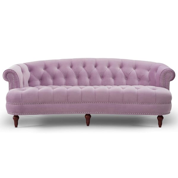 Jennifer Taylor La Rosa 85 in. Lavender Velvet 3-Seater Chesterfield Sofa with Nailheads