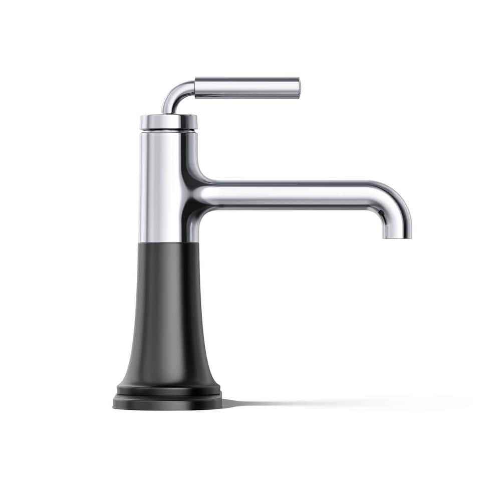 Tone Midcentury Modern Single-Handle Chrome & Matte Black Bathroom Faucet