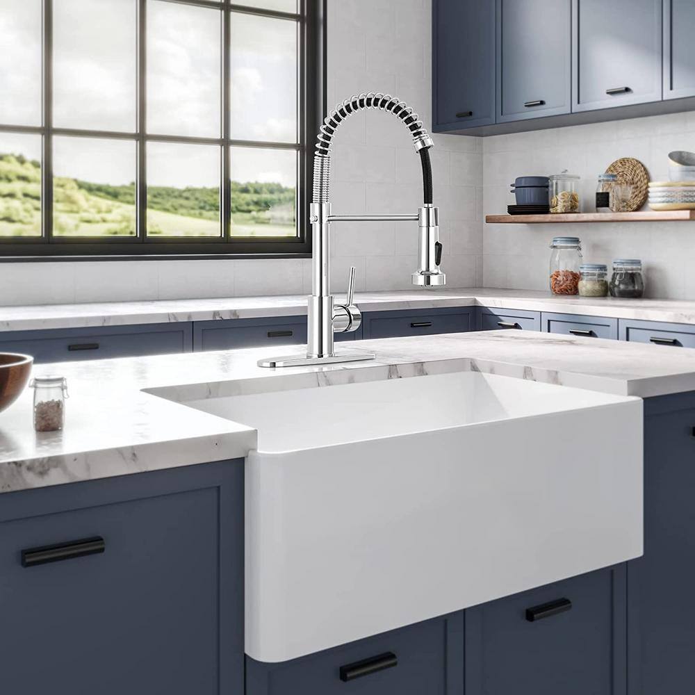 Polished Chrome Stainless Steel Pull Down Kitchen Faucet with Spray