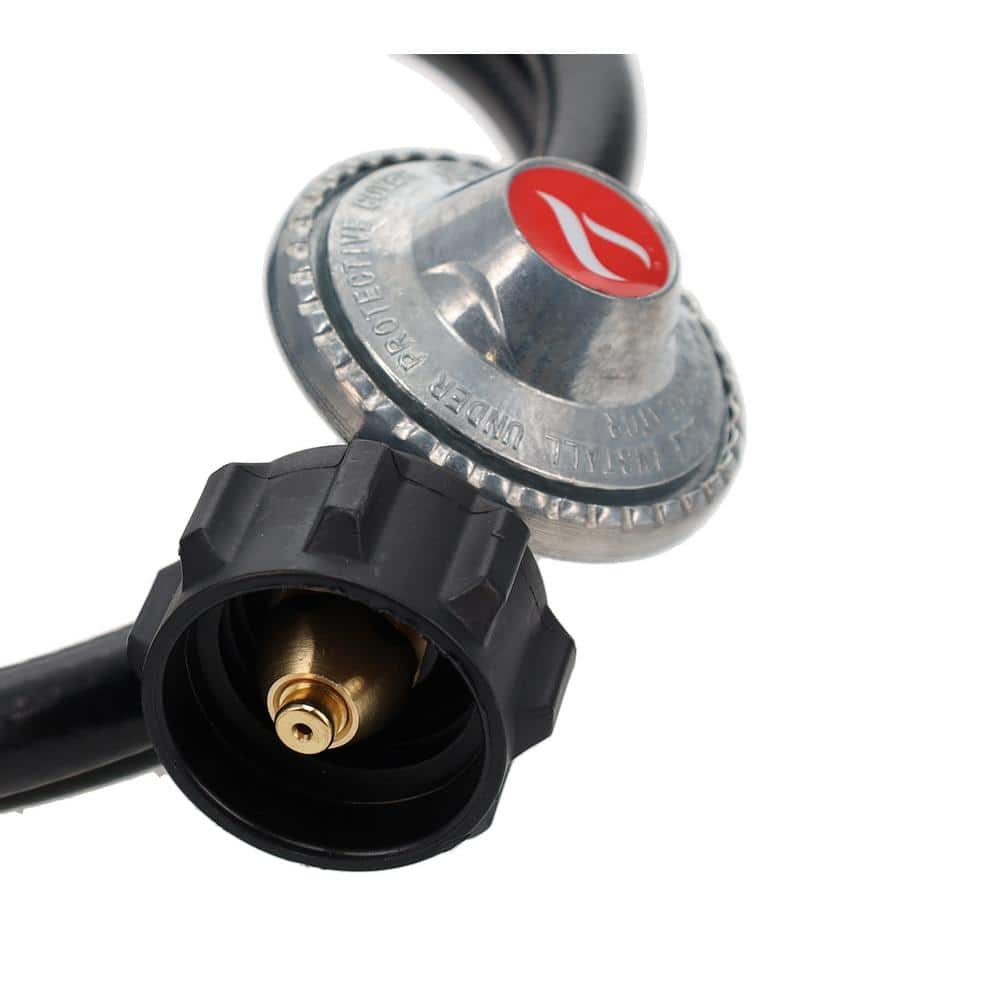 5 Feet Black Rubber Propane Regulator Hose with Brass Fittings