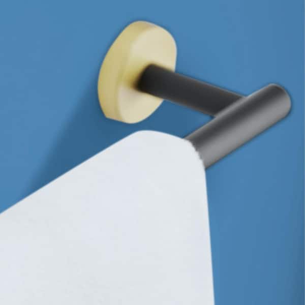 5-Piece Bath Hardware Set with Towel Bar, Towel Robe Hook Toilet Paper Holder Robe Hook in Matte black Brushed Gold