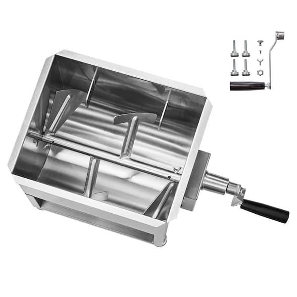 Stainless Steel 60L Fixed Tank Max 120LBS Manual Meat Sausage Mixer with Lid Handle Gear Reducer
