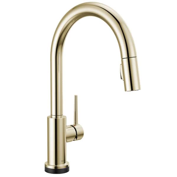 Trinsic VoiceIQ Touch2O Touchless Polished Nickel 16.19 in. H Pull Down Sprayer Kitchen Faucet 360° Spout Swivel