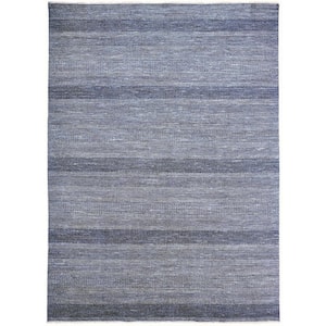 2 x 3 Blue and Gray Striped Area Rug