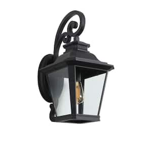 1-Light Black Wall Sconce Outdoor with Clear Glass