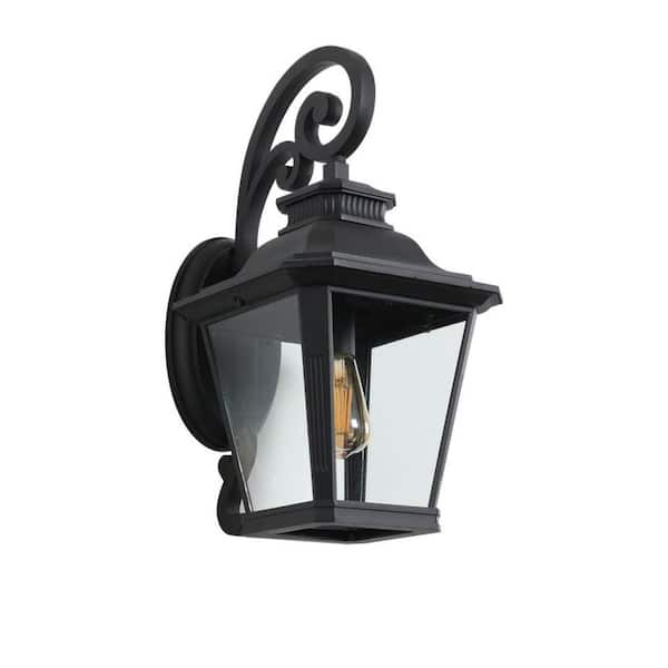 Tidoin 1-Light Black Wall Sconce Outdoor with Clear Glass