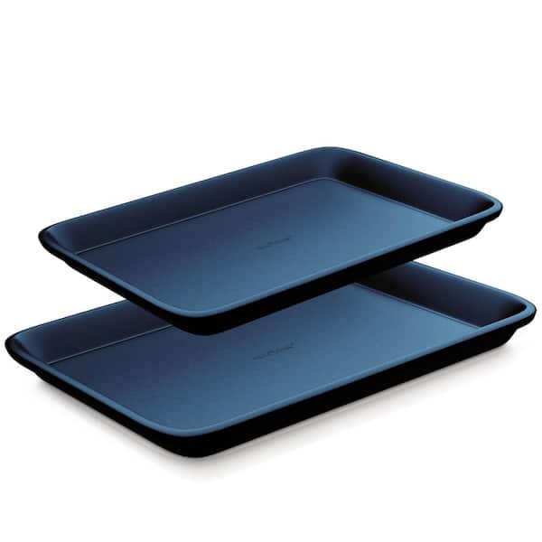 2pc Nonstick Carbon Steel Cookie Sheet Baking Pan Set - 15x11 & 13x9 Oven Trays for Roasting & Baking
