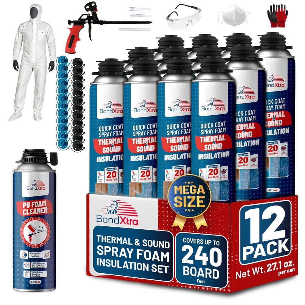 BX930S 12-Pack Insulation Spray Foam Sealant (32.8 oz. Each),Self-Expanding, Heat & Soundproofing Kit with Cleaner & Gun price history on PriceWatchPro