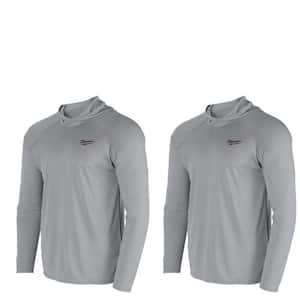 Men's 2X-Large Gray WORKSKIN Hooded Sun Shirt (2-Pack)