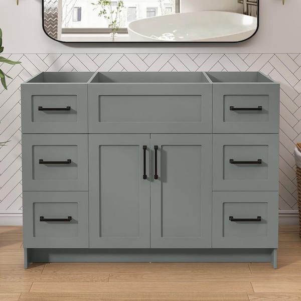 Mox 48 in. W x 21.5 in. D x 33.5 in. H Bath Vanity Cabinet without Top Bathroom Storage Base in Sky Gray Unassembled