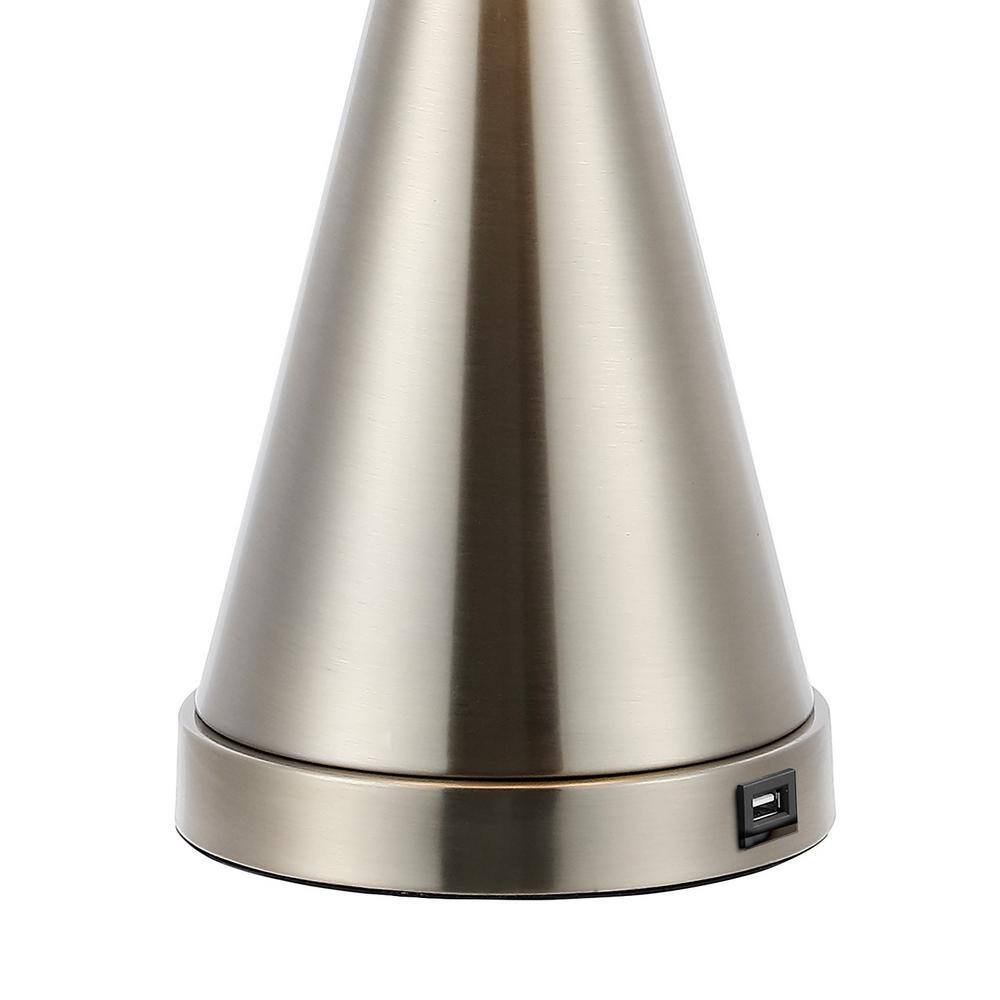 Colton Nickel Iron LED Table Lamp Set with USB Ports