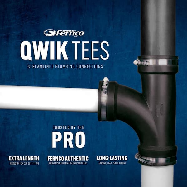 Fernco 2 in. x 2 in. x 2 in. Flexible PVC Tee PQT-200 - The