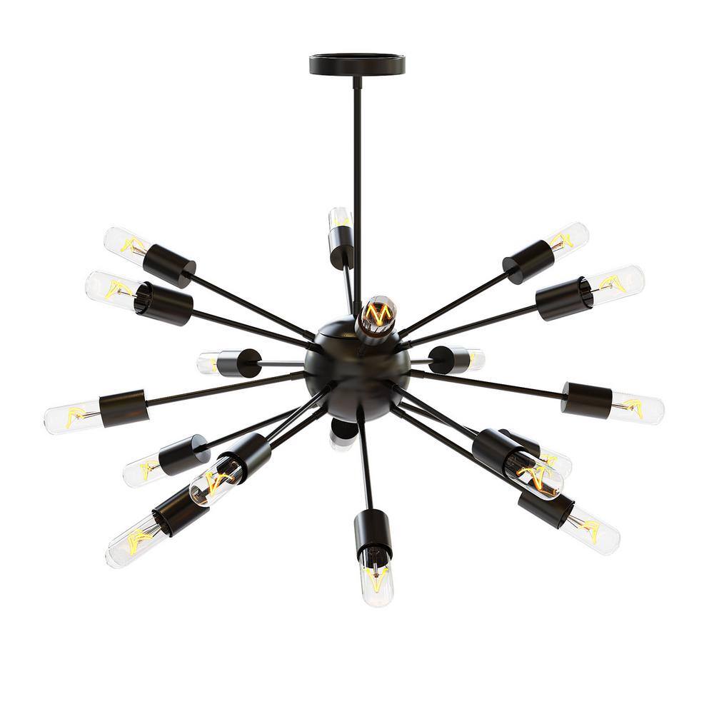 mieres Yikar 18-Lights Black Sputnik Pendant Light HS36833394 - The ...