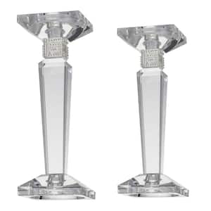 Clear Crystal Candle Holders (Set of 2)