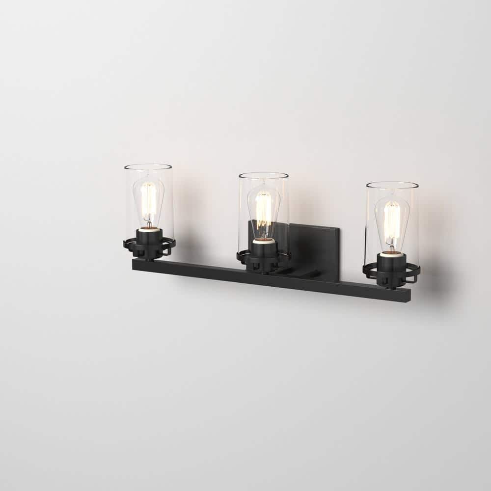 Jedrek 24" Black Aluminum 3-Light Bath Vanity