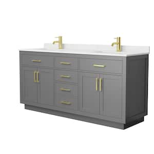 Beckett TK 72 in. W x 22 in. D x 35 in. H Double Sink Bath Vanity in Dark Gray with Brushed Gold Trim Giotto Quartz Top