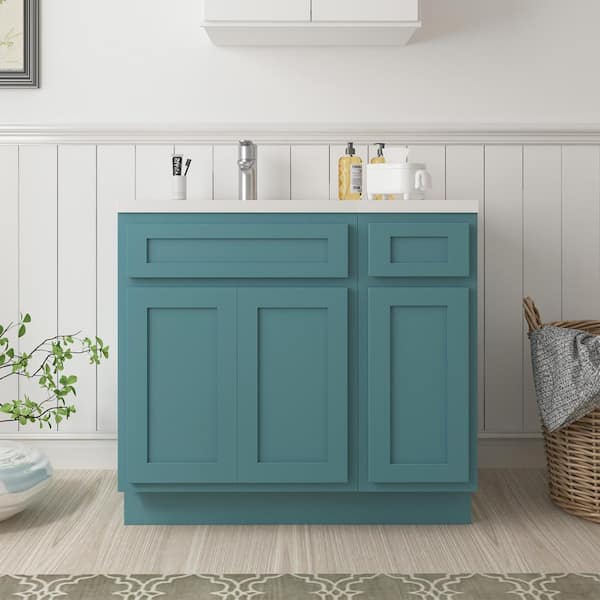 36 in. W x 21 in. D x 32.5 in. H Bath Vanity Cabinet without Top in Sea Green