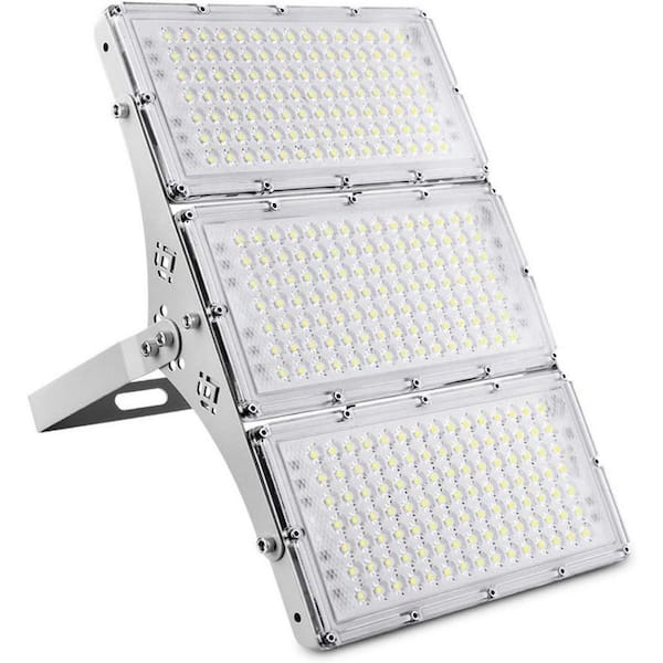 300-Watt Equivalent 24000 Lumen Daylight Silver Integrated LED Flood Light, IP66 Waterproof Outdoor Security Fixture