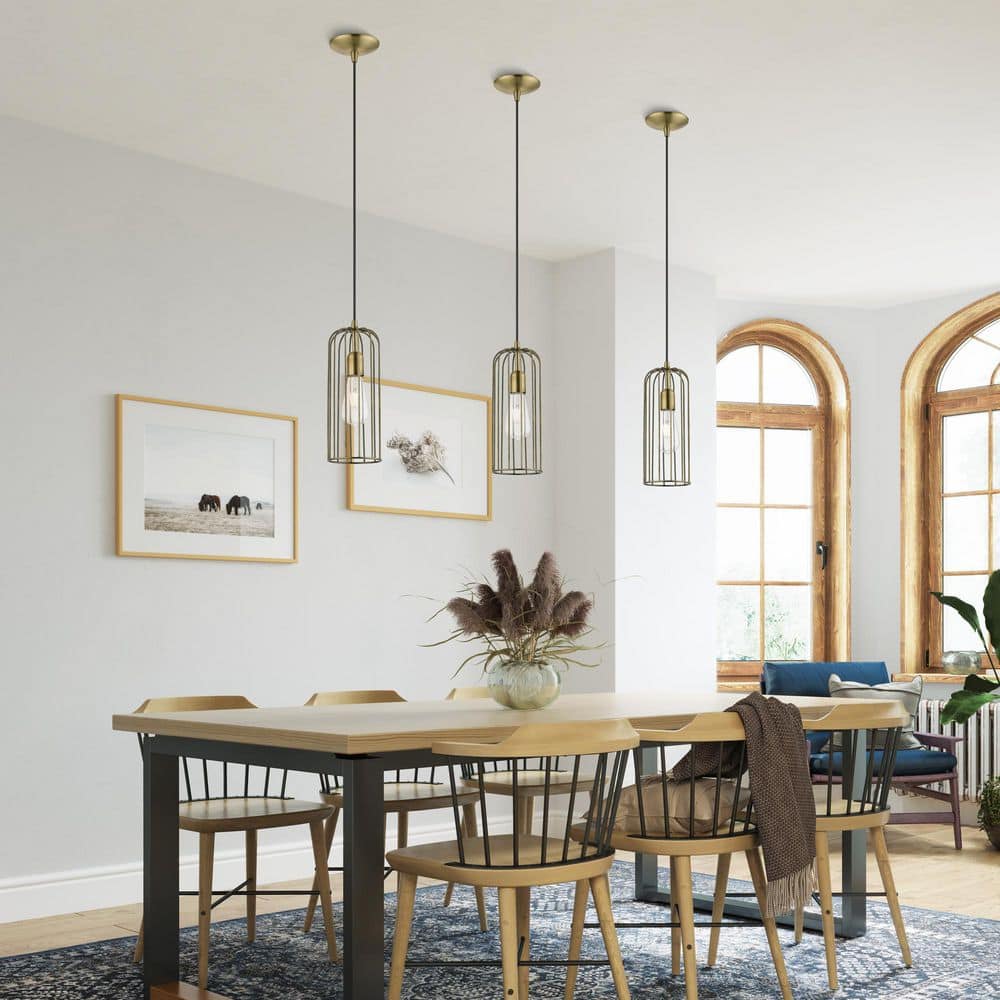 Glenbrook Antique Brass Mini Pendant Light with Glass Shade