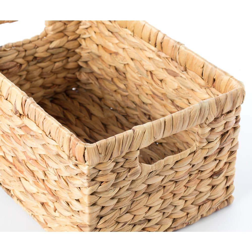 Medium Natural Woven Water Hyacinth Wicker Storage Bin