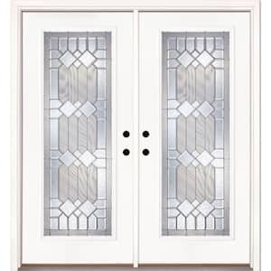 66 in. x 81.625 in. Mission Pointe Zinc Full Lite Unfinished Smooth Left-Hand Fiberglass Double Prehung Front Door