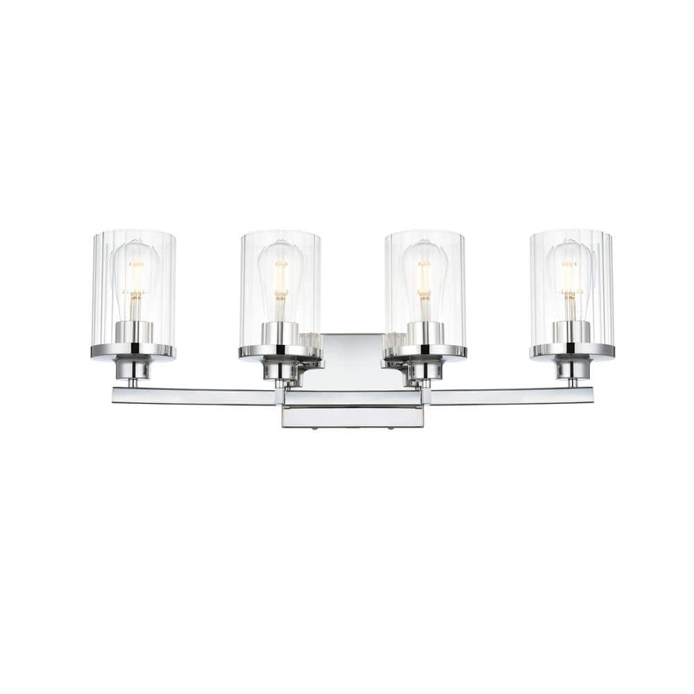Dariela 4-Light Chrome and Clear Glass Vanity Light